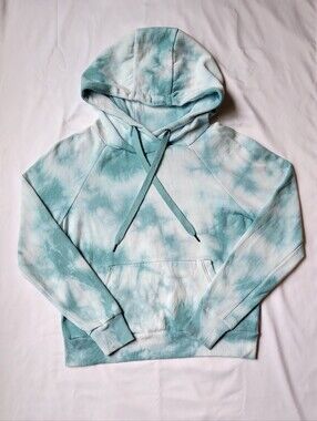 90 Degree By Reflex Cropped Blue Tie-Dye Hoodie Sweatshirt Sz Small
